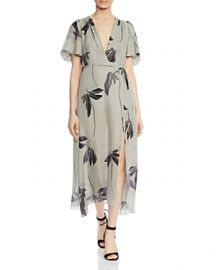 HALSTON HERITAGE Botanical-Print Silk Midi Dress at Bloomingdales